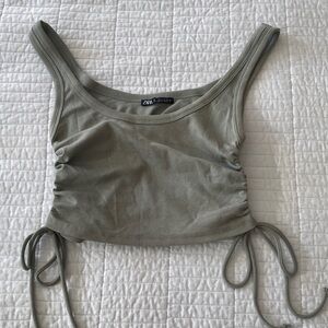 Zara Sage Ribbed Crop Top